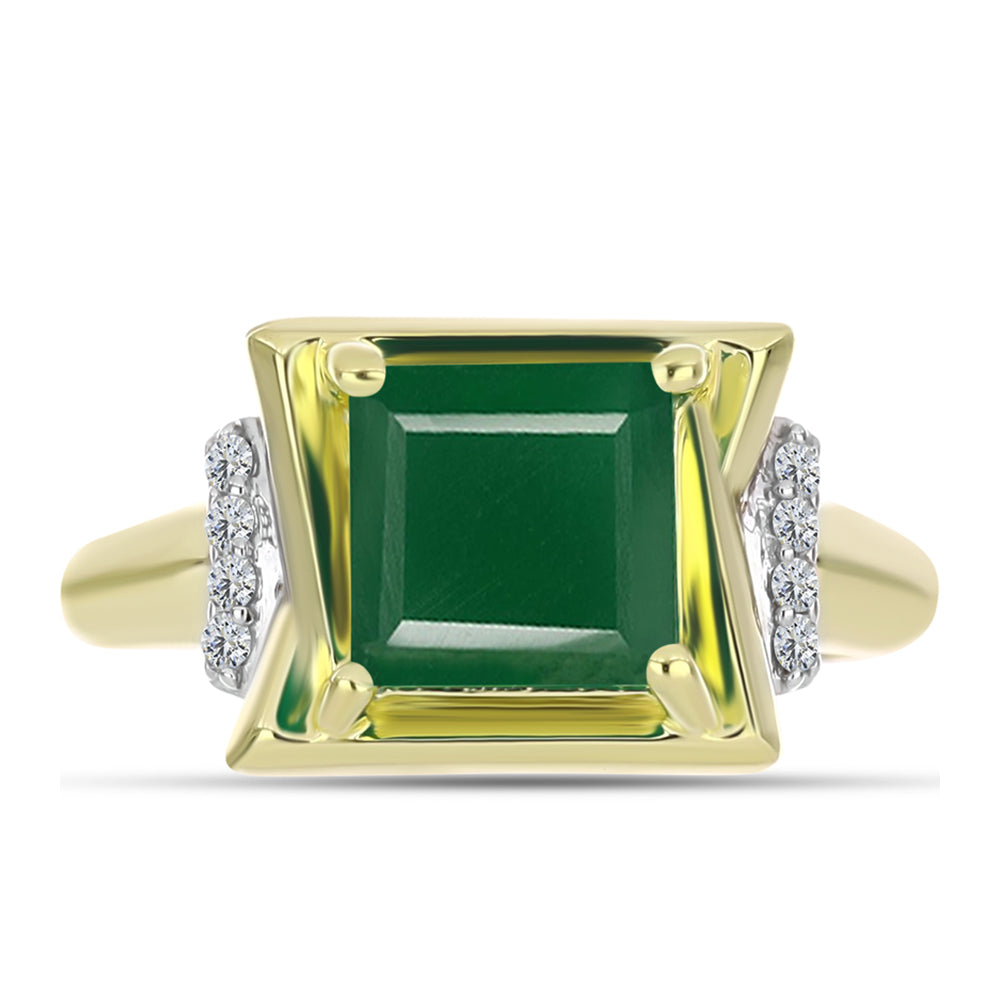 Inel din Argint 925 Placat cu Aur ( 3.12 grame ) cu Agat Verde și Topaz Alb 1.71 Carate 1 