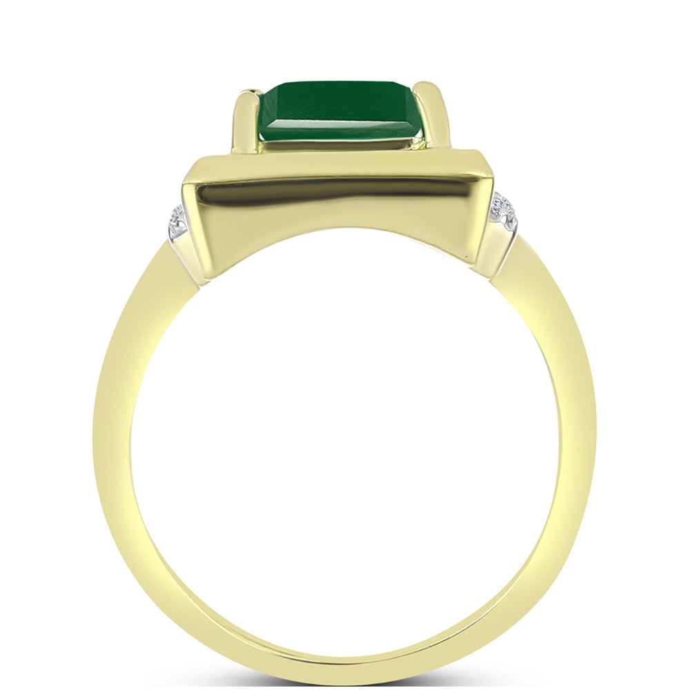 Inel din Argint 925 Placat cu Aur ( 3.12 grame ) cu Agat Verde și Topaz Alb 1.71 Carate 2 