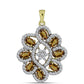 Pandantiv din Argint 925 Placat cu Aur ( 3.62 grame ) cu Cuarț Coniac și Topaz Alb 2.74 Carate
