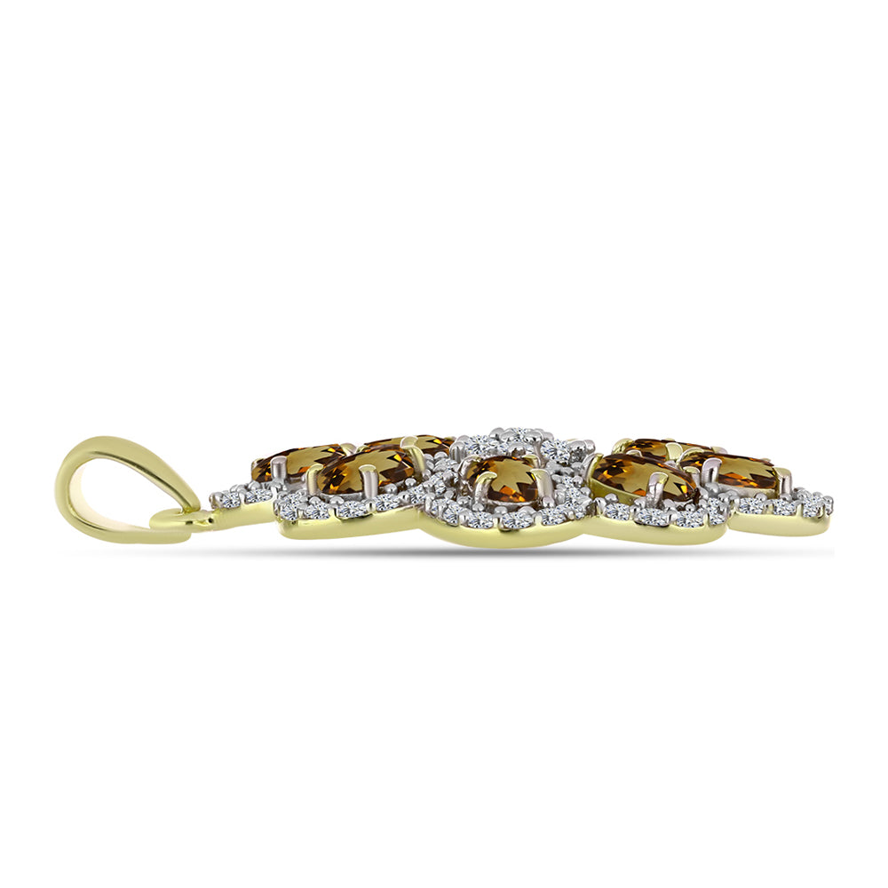 Pandantiv din Argint 925 Placat cu Aur ( 3.62 grame ) cu Cuarț Coniac și Topaz Alb 2.74 Carate