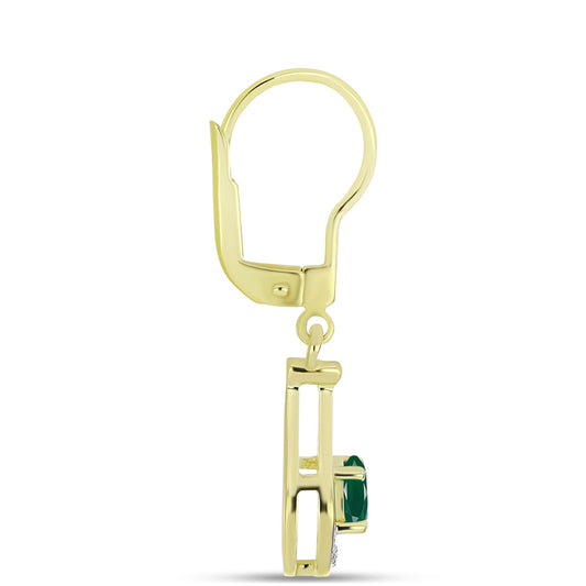 Cercei din Argint 925 Placat cu Aur ( 2.51 grame ) cu Agat Verde și Topaz Alb 0.47 Carate