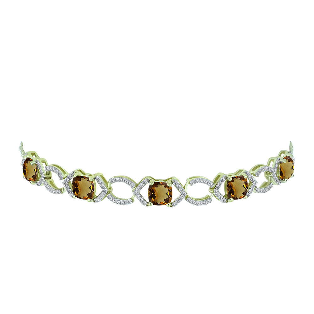 Brățară din Argint 925 Placat cu Aur ( 5.84 grame ) cu Cuarț Coniac și Topaz Alb 4.99 Carate 2 
