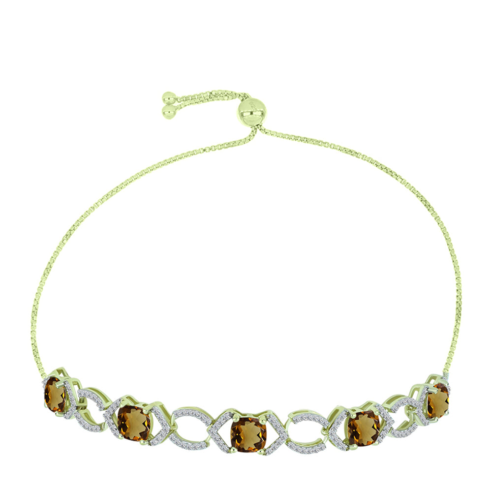 Brățară din Argint 925 Placat cu Aur ( 5.84 grame ) cu Cuarț Coniac și Topaz Alb 4.99 Carate 1 
