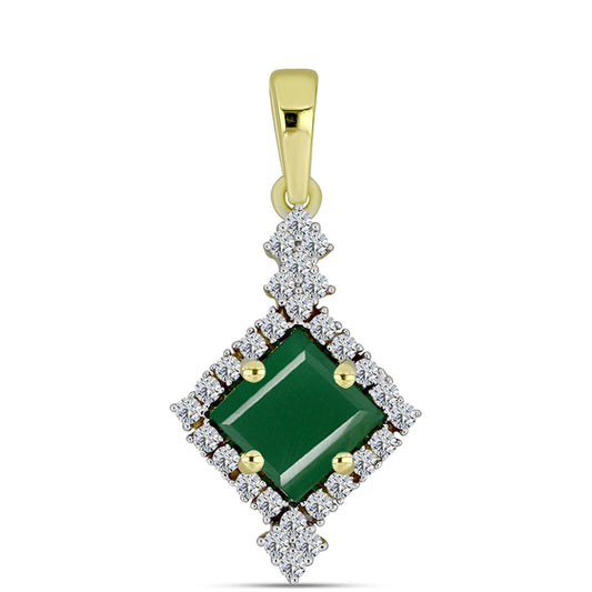 Pandantiv din Argint 925 Placat cu Aur ( 1.7 grame ) cu Agat Verde și Topaz Alb 2.14 Carate