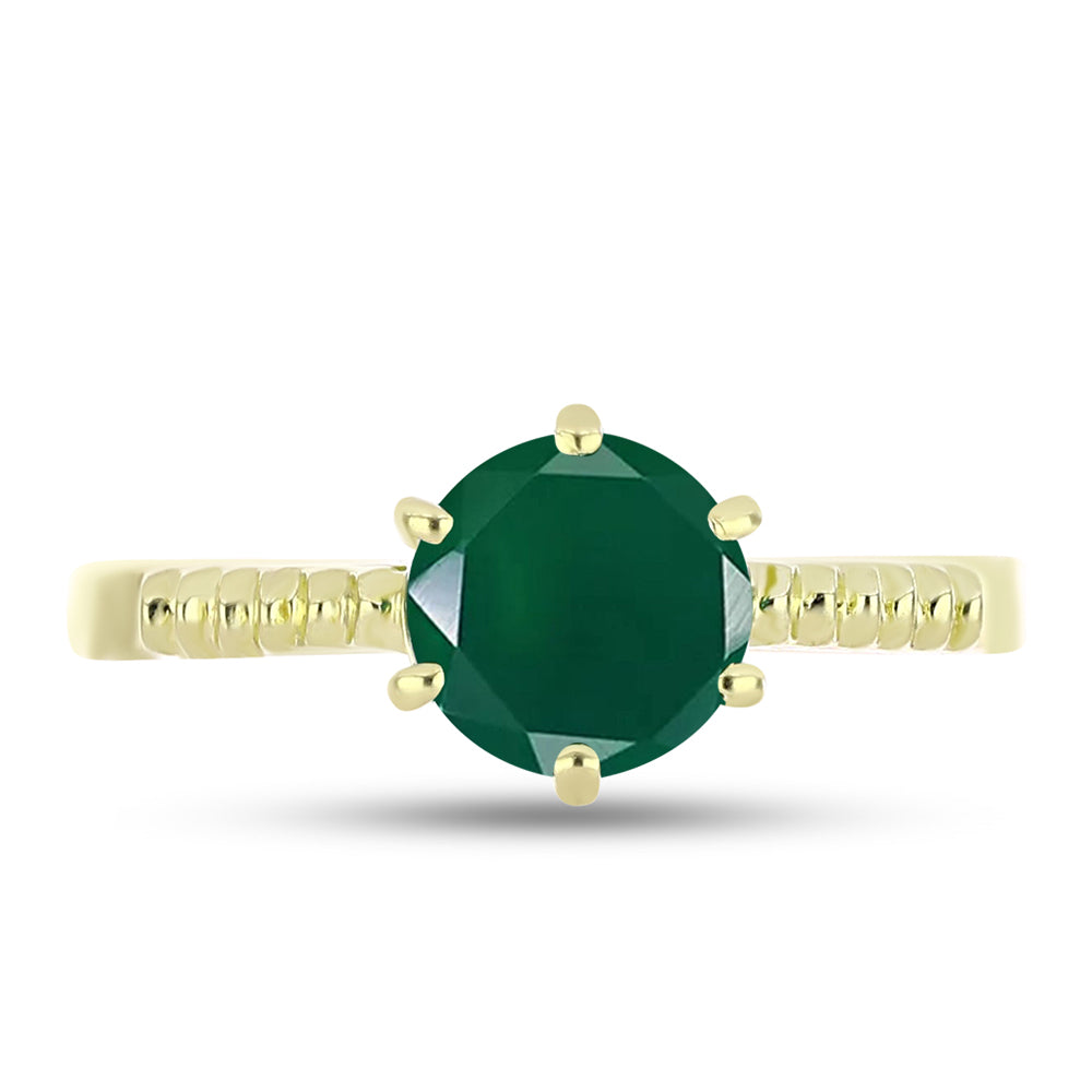 Inel din Argint 925 Placat cu Aur ( 2.32 grame ) cu Agat Verde 1.18 Carate 1 