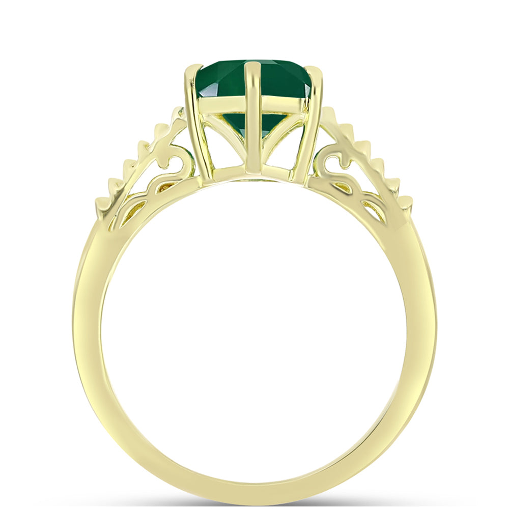 Inel din Argint 925 Placat cu Aur ( 2.32 grame ) cu Agat Verde 1.18 Carate 2 