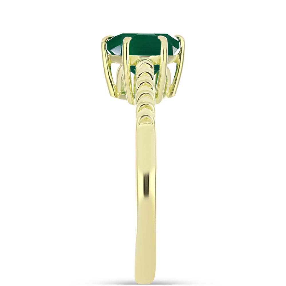 Inel din Argint 925 Placat cu Aur ( 2.32 grame ) cu Agat Verde 1.18 Carate