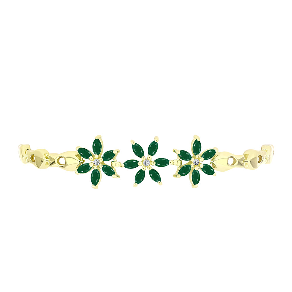 Brățară din Argint 925 Placat cu Aur ( 10.05 grame ) cu Agat Verde și Topaz Alb 2.49 Carate 2 