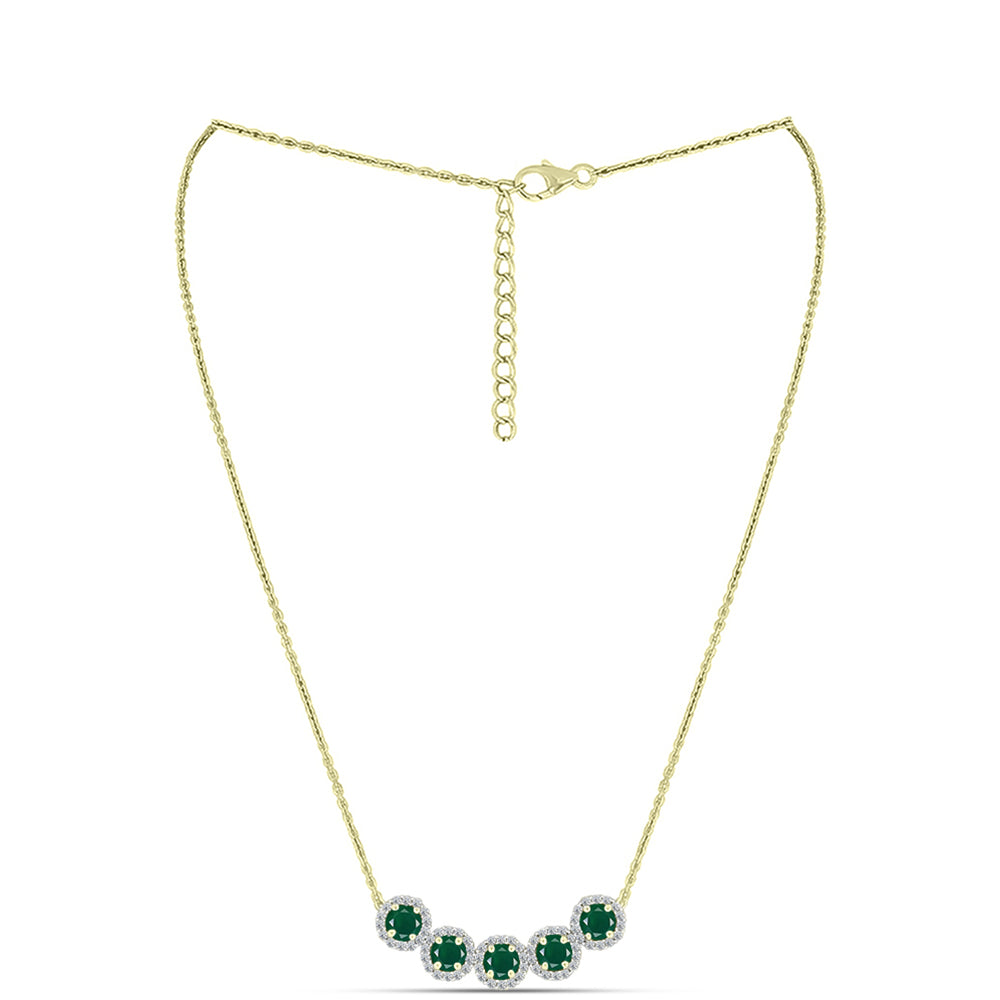 Colier din Argint 925 Placat cu Aur ( 5.23 grame ) cu Agat Verde și Topaz Alb 3.47 Carate 1 