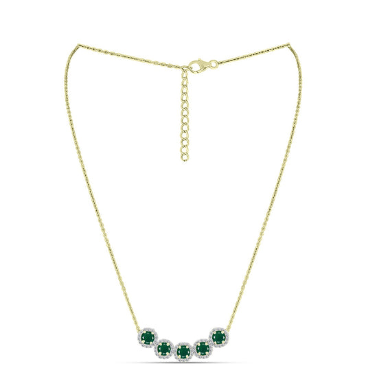 Colier din Argint 925 Placat cu Aur ( 5.23 grame ) cu Agat Verde și Topaz Alb 3.47 Carate