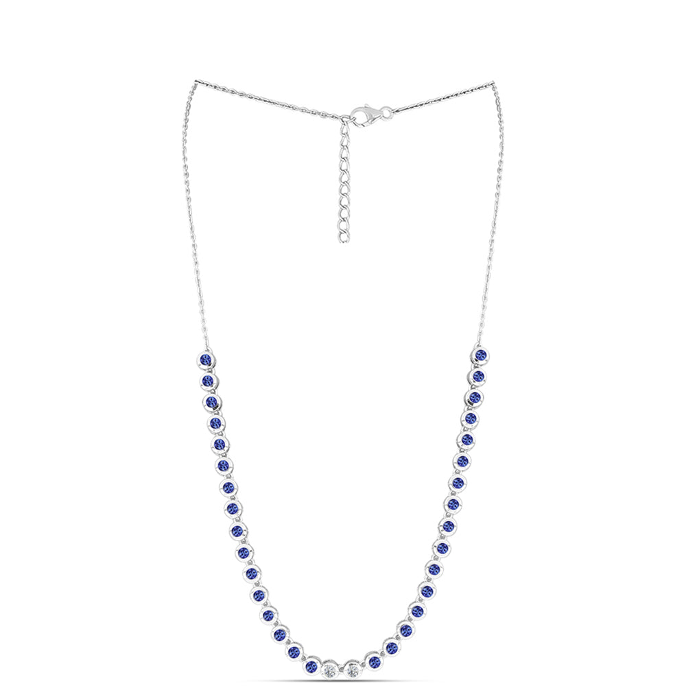 Colier din Argint 925 ( 12.23 grame ) cu Tanzanit AAA și Diamant Alb 4.11 Carate