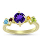 Inel din Argint 925 Placat cu Aur ( 2.11 grame ) cu Ametist Marocan și Peridot Changbai 1.16 Carate