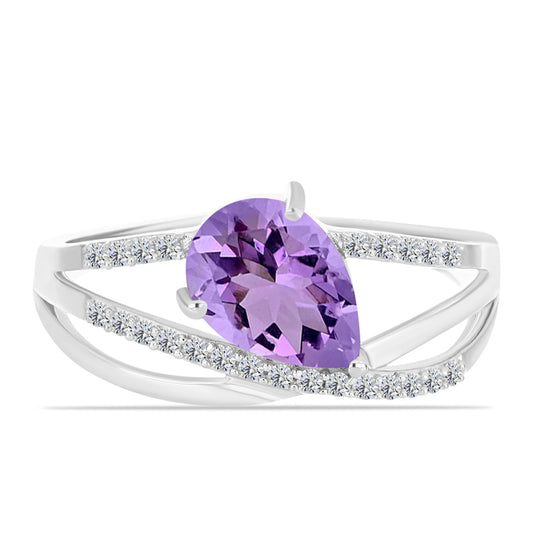 Inel din Argint 925 ( 2.43 grame ) cu Ametist Rose de France și Topaz Alb 1.88 Carate