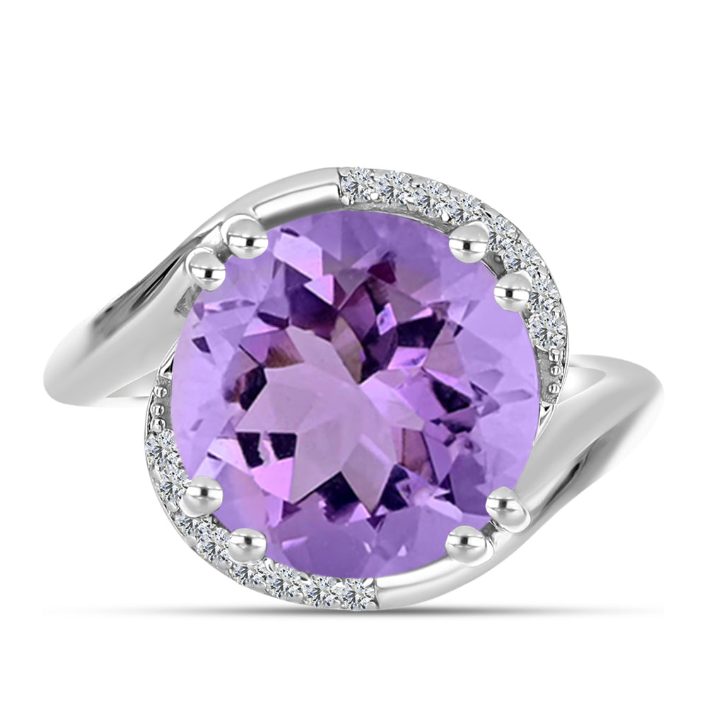 Inel din Argint 925 ( 5.04 grame ) cu Ametist Rose de France și Topaz Alb 6.96 Carate 1 