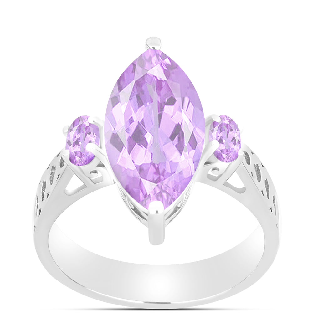 Inel din Argint 925 ( 4.27 grame ) cu Ametist Rose de France 4.83 Carate 3 