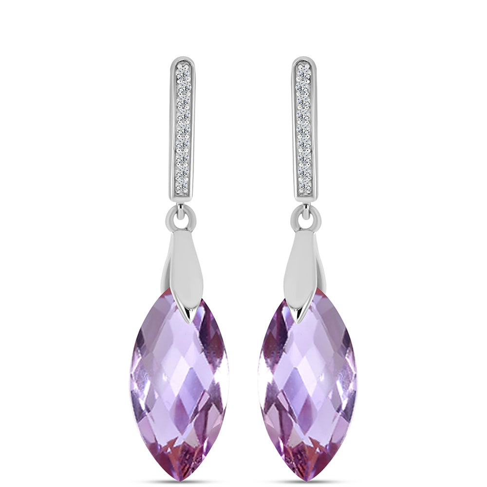 Cercei din Argint 925 ( 2.94 grame ) cu Ametist Rose de France și Topaz Alb 8.3 Carate