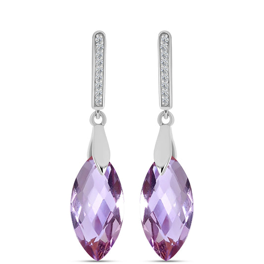 Cercei din Argint 925 ( 2.94 grame ) cu Ametist Rose de France și Topaz Alb 8.3 Carate