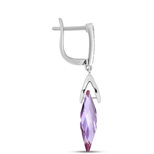 Cercei din Argint 925 ( 2.94 grame ) cu Ametist Rose de France și Topaz Alb 8.3 Carate