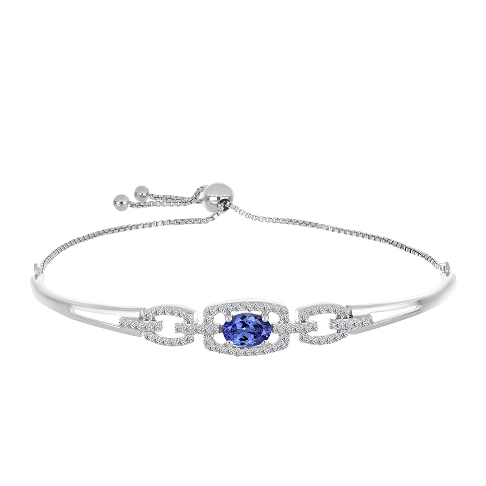 Brățară din Argint 925 ( 6.76 grame ) cu Tanzanit AAA și Diamant Alb 1.25 Carate 1 