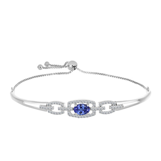 Brățară din Argint 925 ( 6.76 grame ) cu Tanzanit AAA și Diamant Alb 1.25 Carate