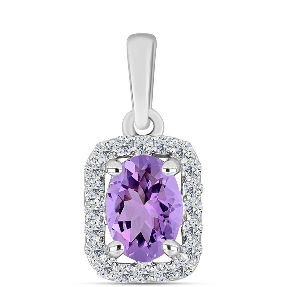Pandantiv din Argint 925 ( 0.89 grame ) cu Ametist Rose de France și Topaz Alb 0.84 Carate
