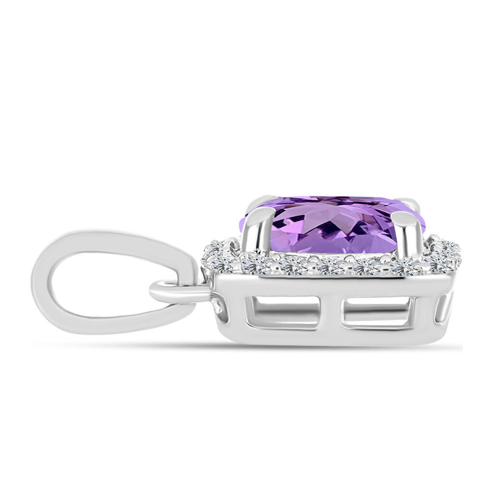 Pandantiv din Argint 925 ( 0.89 grame ) cu Ametist Rose de France și Topaz Alb 0.84 Carate 2 