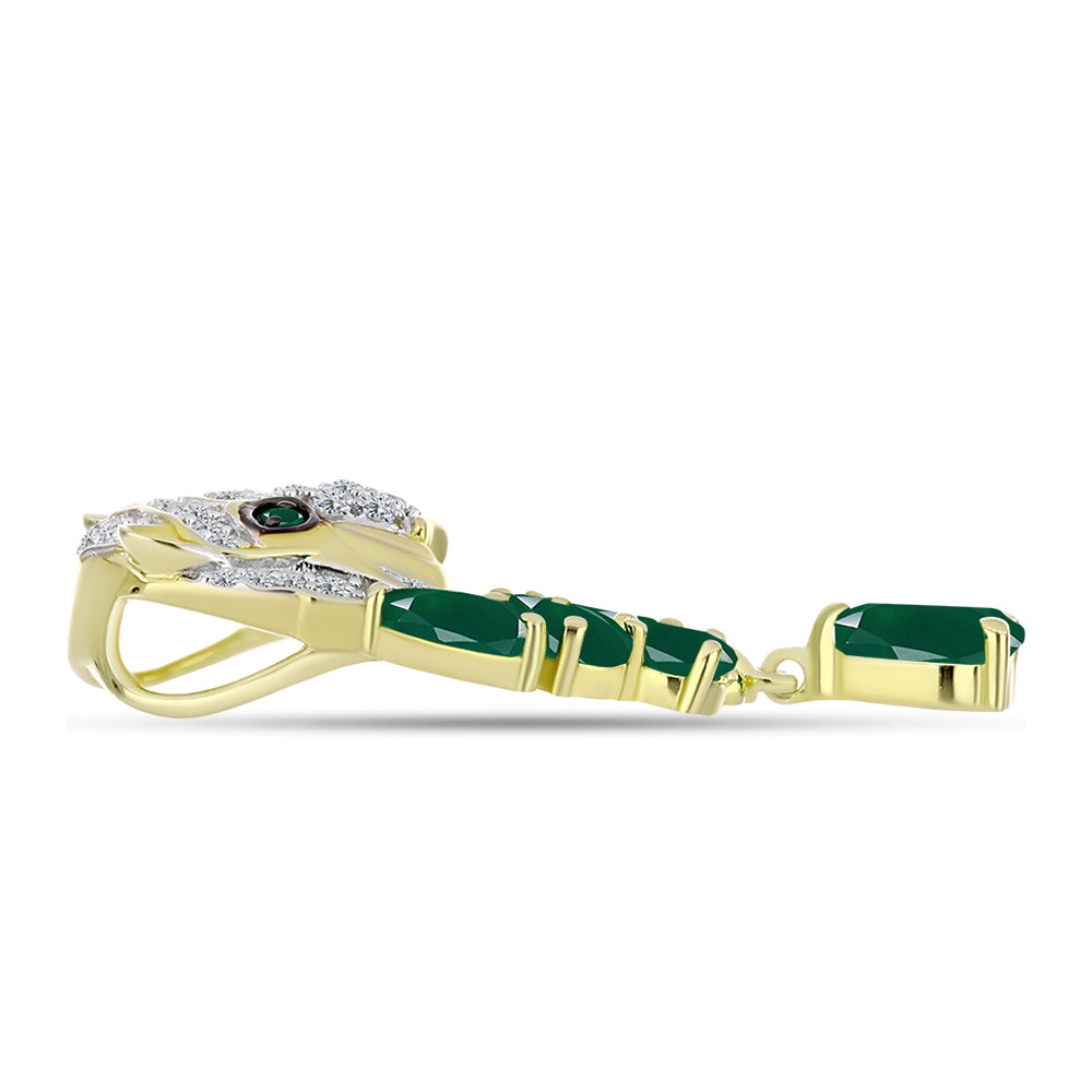 Pandantiv din Argint 925 Placat cu Aur ( 5.31 grame ) cu Agat Verde și Topaz Alb 2.68 Carate