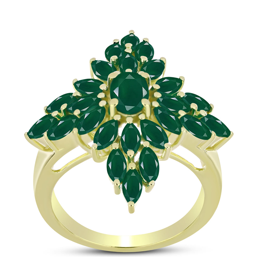 Inel din Argint 925 Placat cu Aur ( 6.59 grame ) cu Agat Verde 3.74 Carate