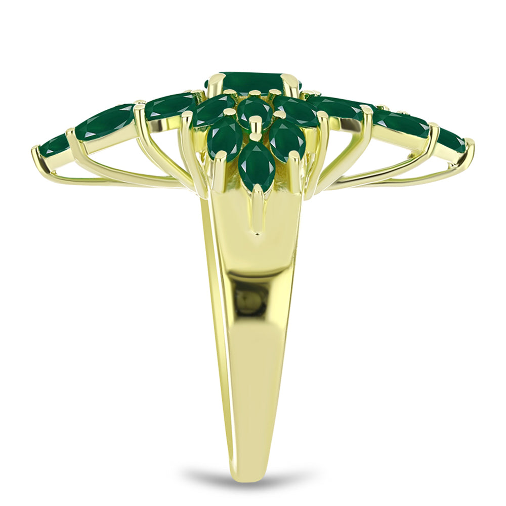 Inel din Argint 925 Placat cu Aur ( 6.59 grame ) cu Agat Verde 3.74 Carate 4 