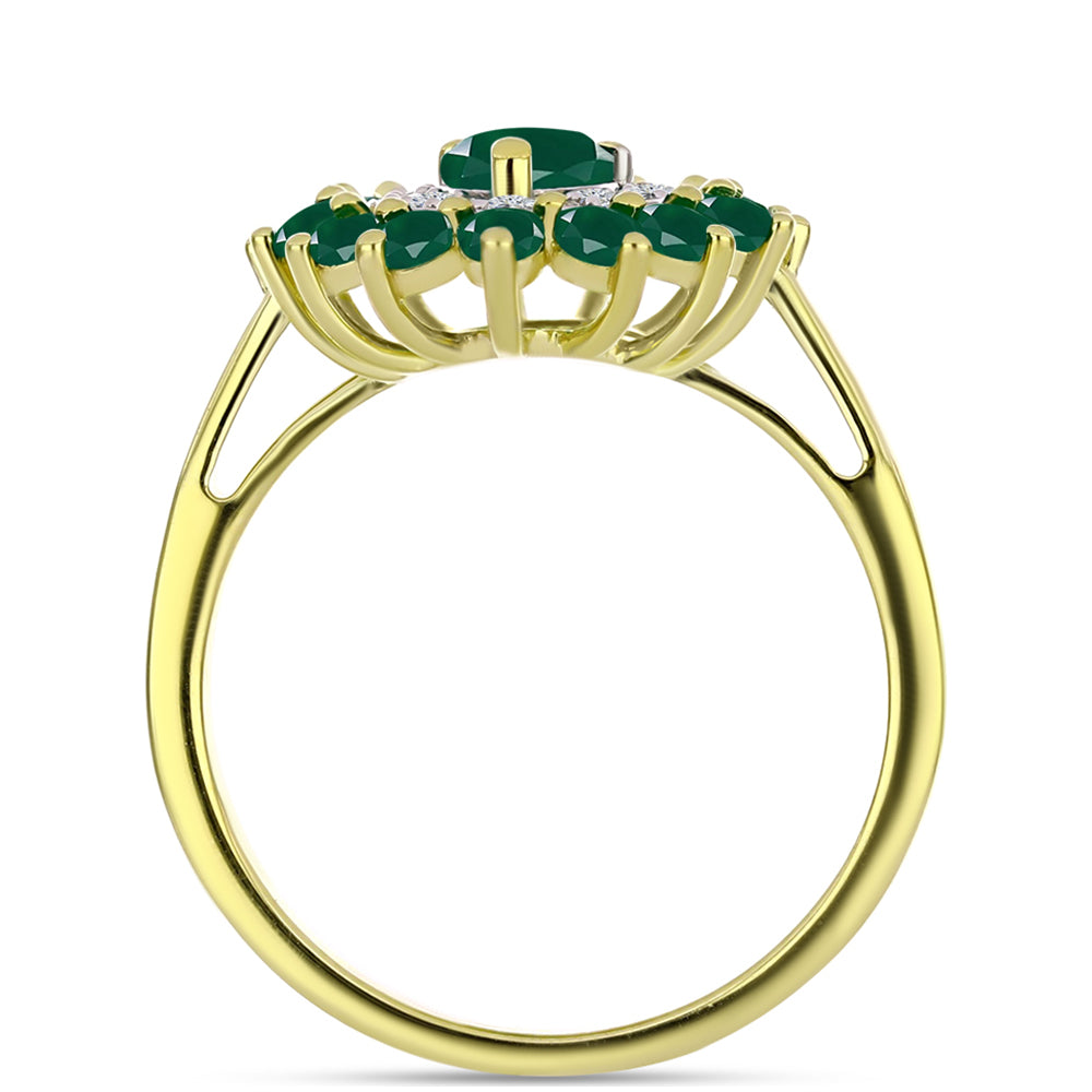 Inel din Argint 925 Placat cu Aur ( 3.57 grame ) cu Agat Verde și Topaz Alb 1.79 Carate 2 