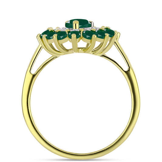 Inel din Argint 925 Placat cu Aur ( 3.57 grame ) cu Agat Verde și Topaz Alb 1.79 Carate