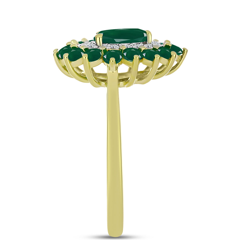 Inel din Argint 925 Placat cu Aur ( 3.57 grame ) cu Agat Verde și Topaz Alb 1.79 Carate 4 