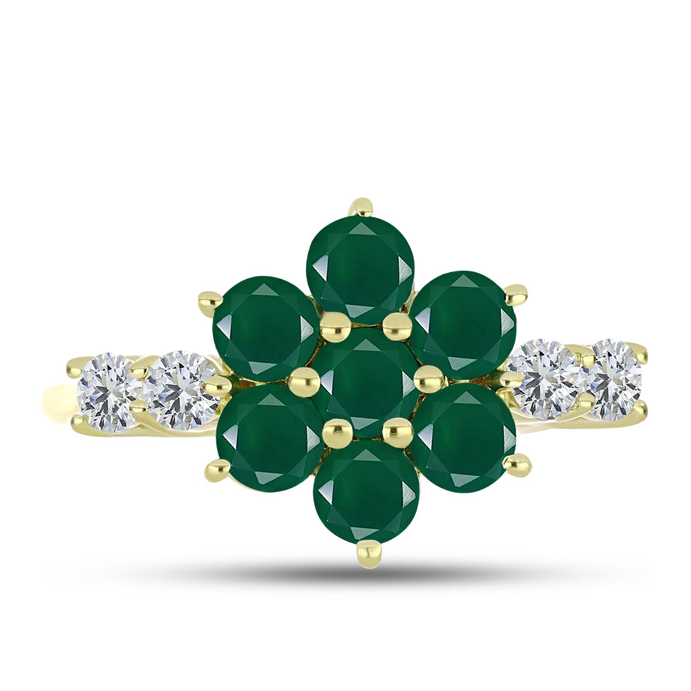 Inel din Argint 925 Placat cu Aur ( 2.36 grame ) cu Agat Verde și Topaz Alb 1.98 Carate