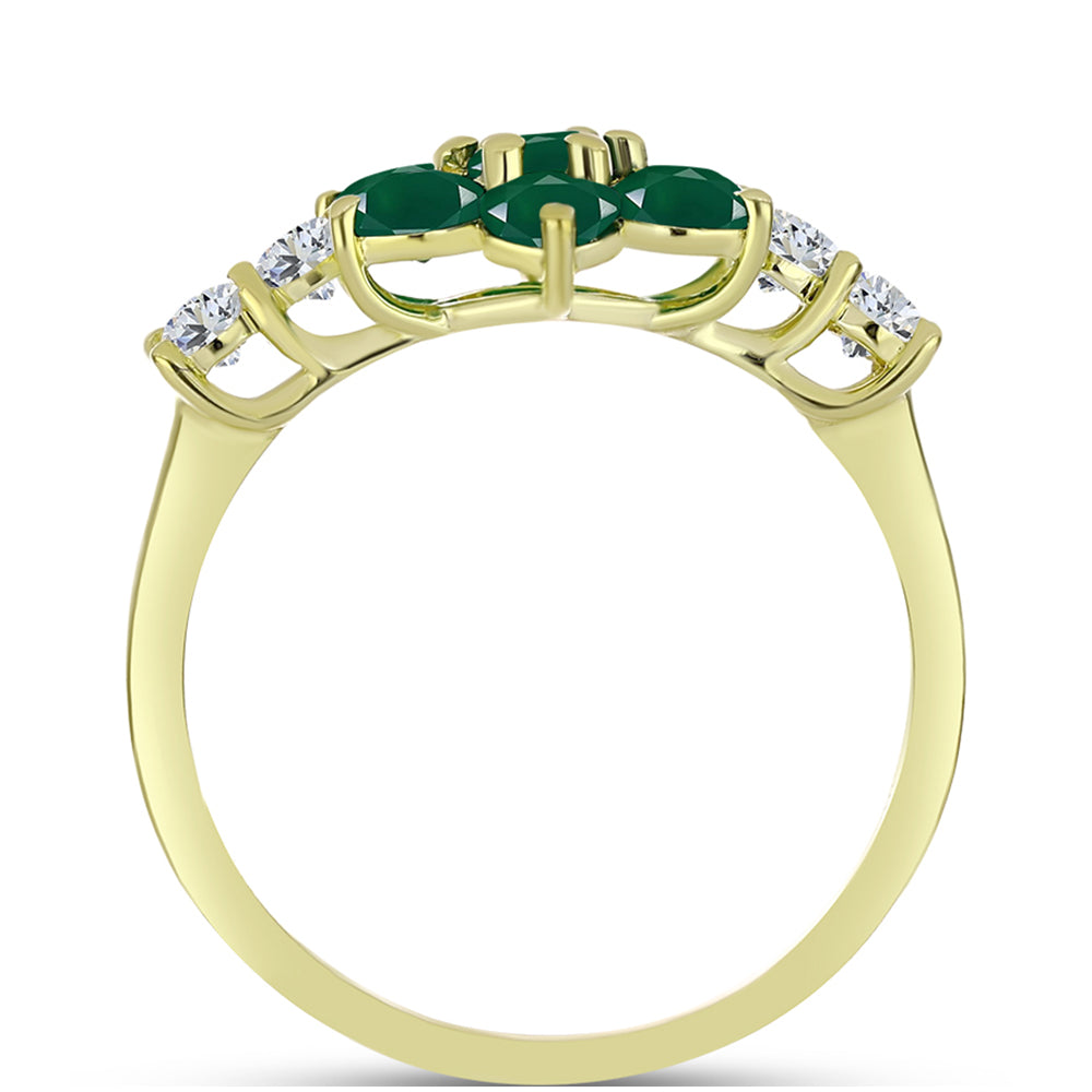 Inel din Argint 925 Placat cu Aur ( 2.36 grame ) cu Agat Verde și Topaz Alb 1.98 Carate