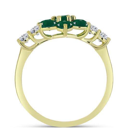 Inel din Argint 925 Placat cu Aur ( 2.36 grame ) cu Agat Verde și Topaz Alb 1.98 Carate