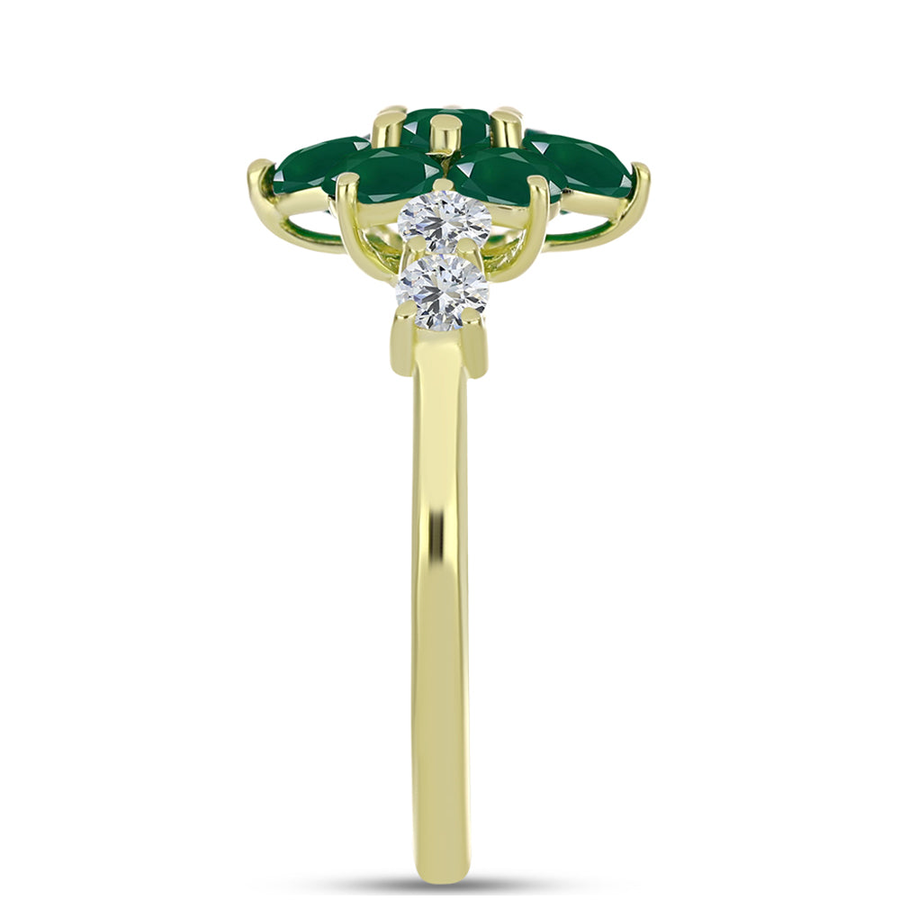 Inel din Argint 925 Placat cu Aur ( 2.36 grame ) cu Agat Verde și Topaz Alb 1.98 Carate