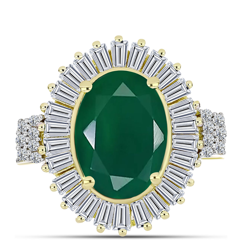 Inel din Argint 925 Placat cu Aur ( 5.51 grame ) cu Agat Verde și Zircon Alb 8.69 Carate