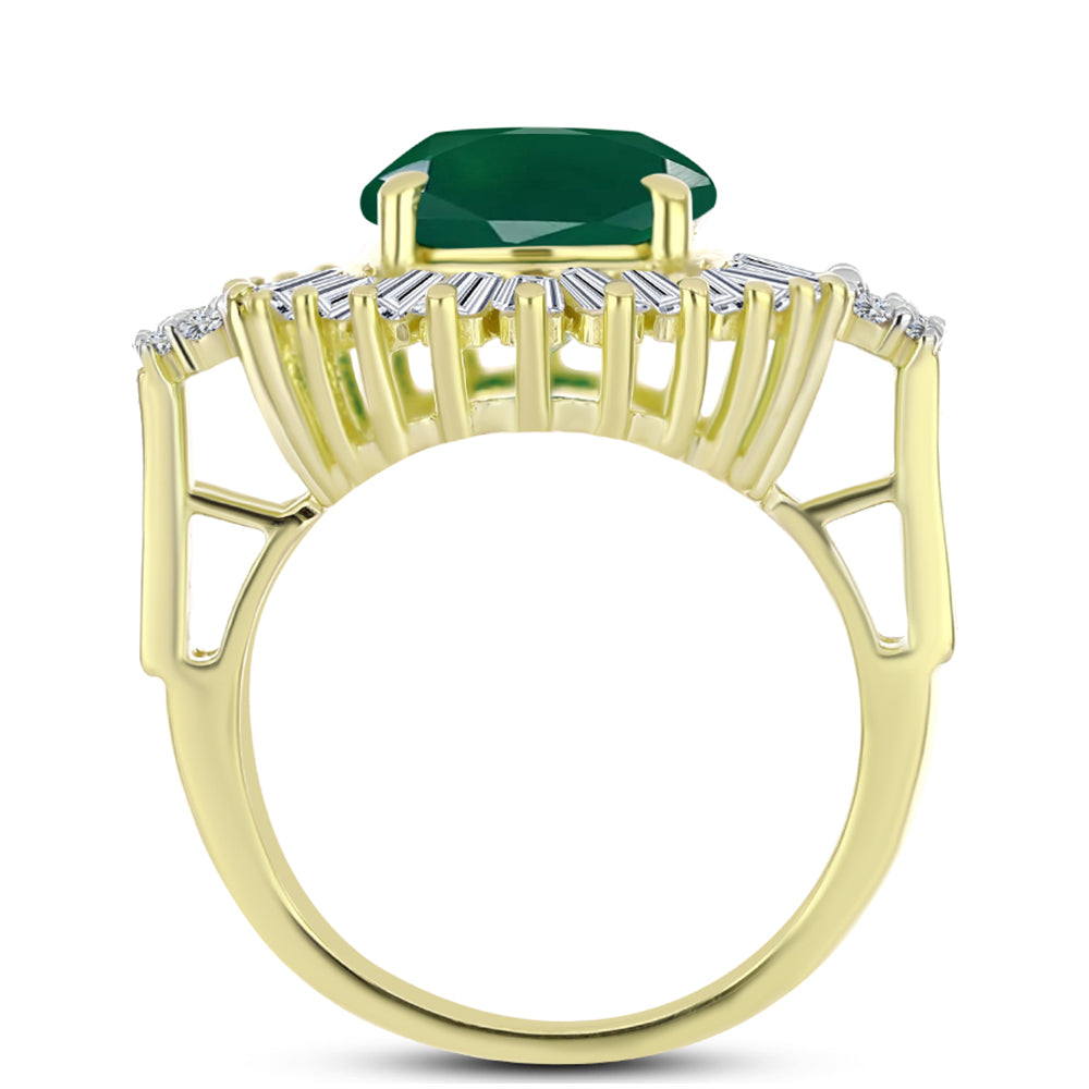 Inel din Argint 925 Placat cu Aur ( 5.51 grame ) cu Agat Verde și Zircon Alb 8.69 Carate