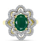 Inel din Argint 925 Placat cu Aur ( 3.52 grame ) cu Agat Verde și Topaz Alb 2.23 Carate