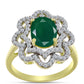 Inel din Argint 925 Placat cu Aur ( 3.52 grame ) cu Agat Verde și Topaz Alb 2.23 Carate