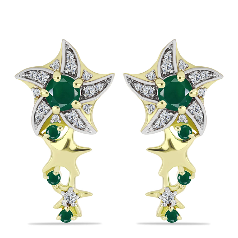 Cercei din Argint 925 Placat cu Aur ( 5.29 grame ) cu Agat Verde și Topaz Alb 1.47 Carate