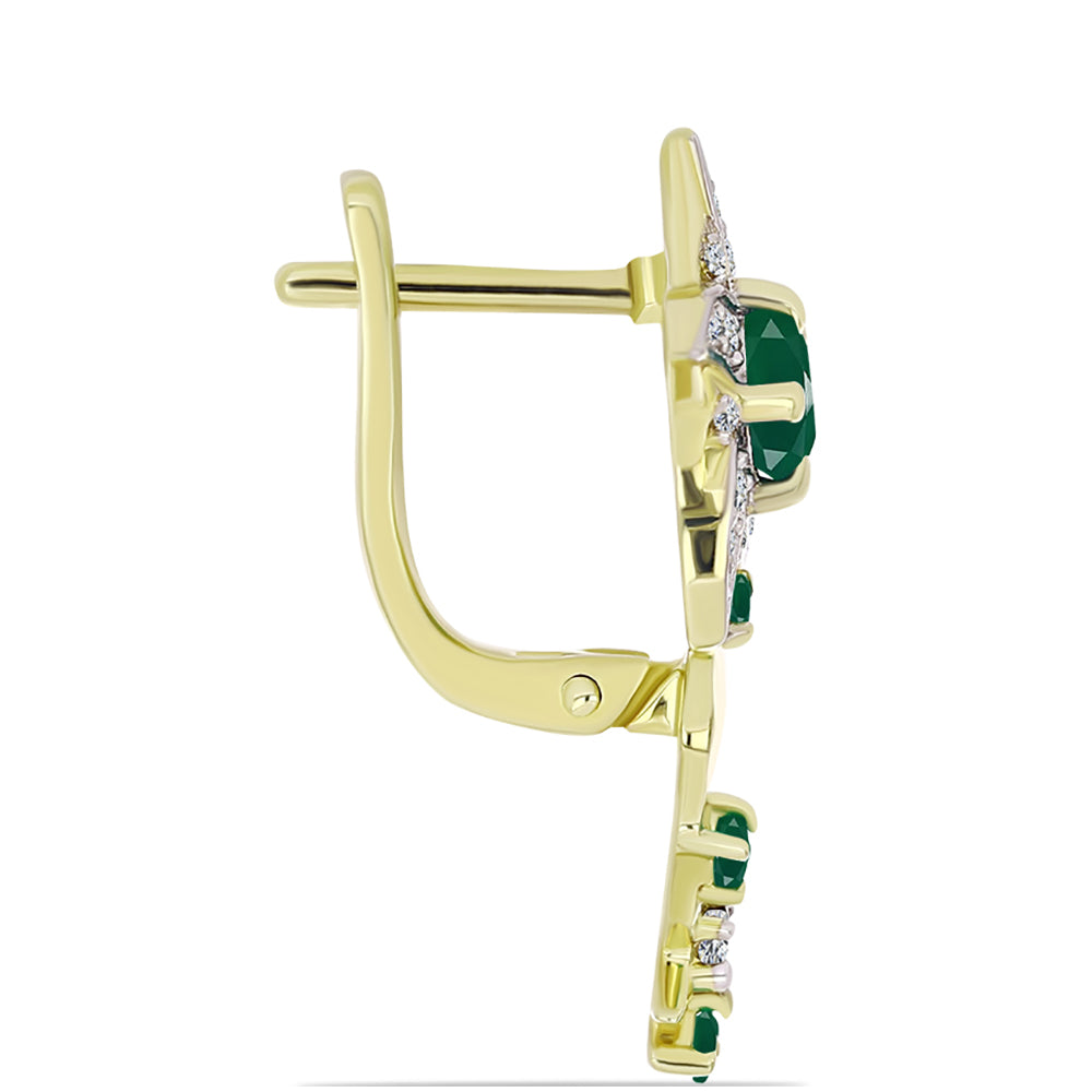 Cercei din Argint 925 Placat cu Aur ( 5.29 grame ) cu Agat Verde și Topaz Alb 1.47 Carate