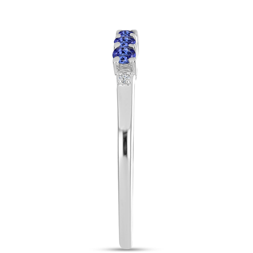 Inel din Argint 925 ( 1.37 grame ) cu Tanzanit AAA și Diamant Alb 0.32 Carate