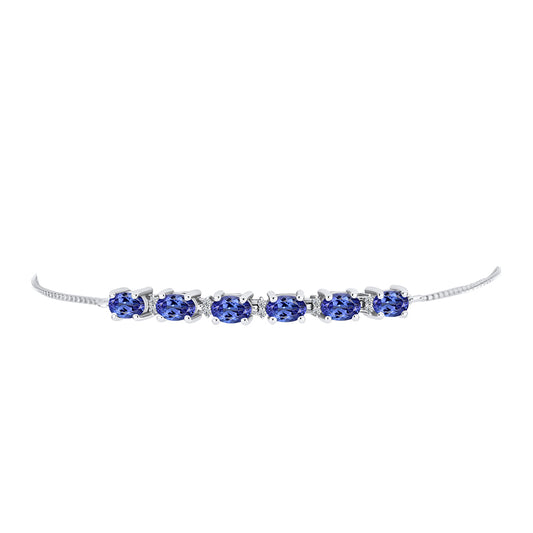 Brățară din Argint 925 ( 4.26 grame ) cu Tanzanit AAA și Diamant Alb 2.84 Carate