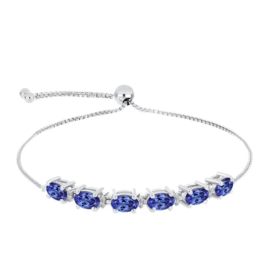 Brățară din Argint 925 ( 4.26 grame ) cu Tanzanit AAA și Diamant Alb 2.84 Carate