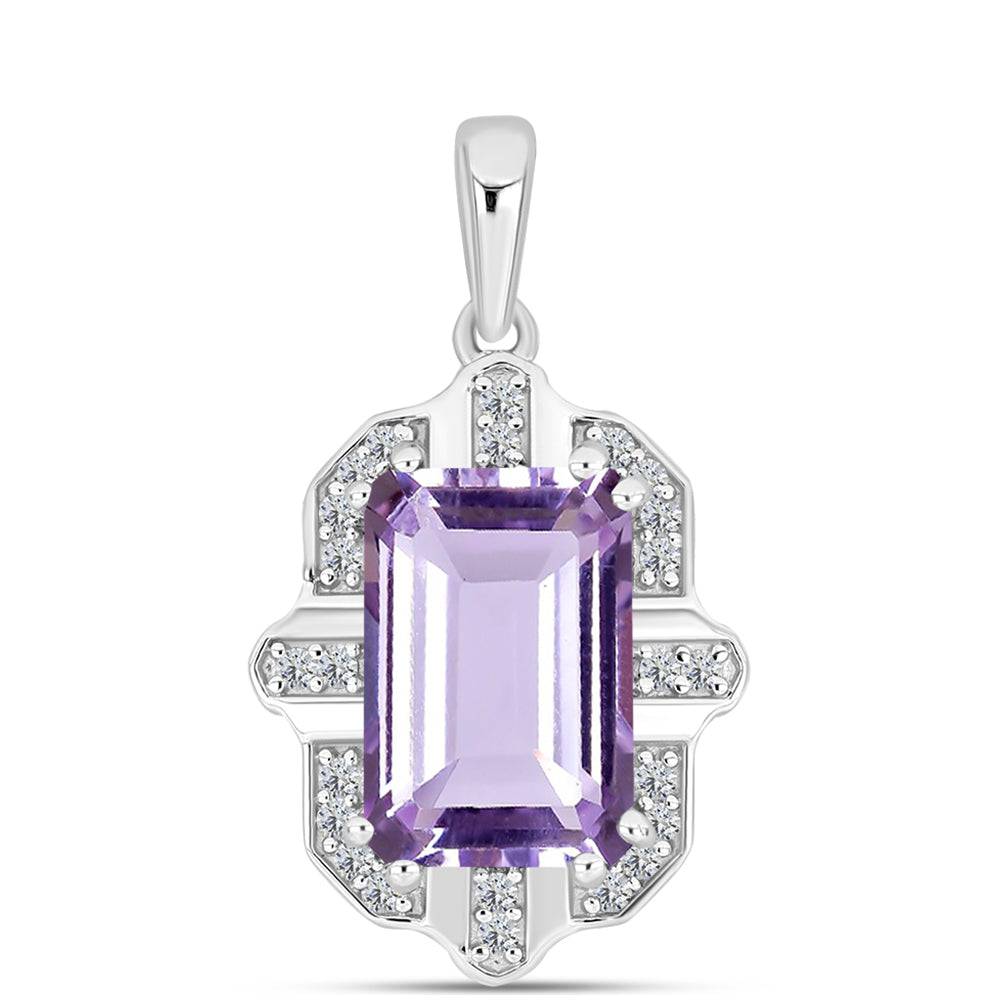 Pandantiv din Argint 925 ( 2.28 grame ) cu Ametist Rose de France și Topaz Alb 4.05 Carate 1 