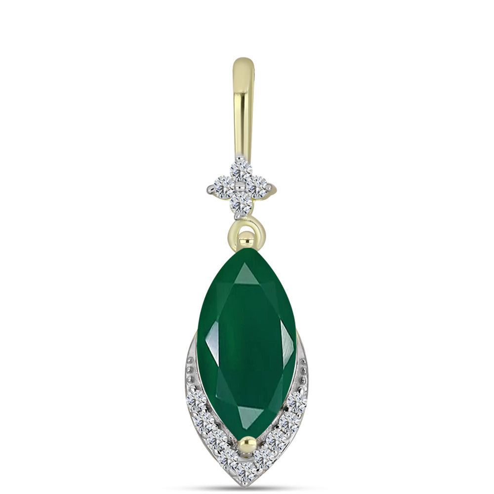 Pandantiv din Argint 925 Placat cu Aur ( 0.83 grame ) cu Agat Verde și Topaz Alb 1.57 Carate 1 