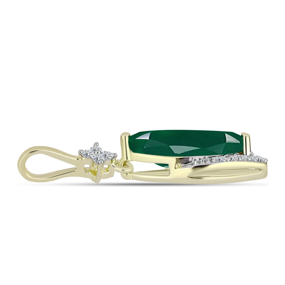 Pandantiv din Argint 925 Placat cu Aur ( 0.83 grame ) cu Agat Verde și Topaz Alb 1.57 Carate