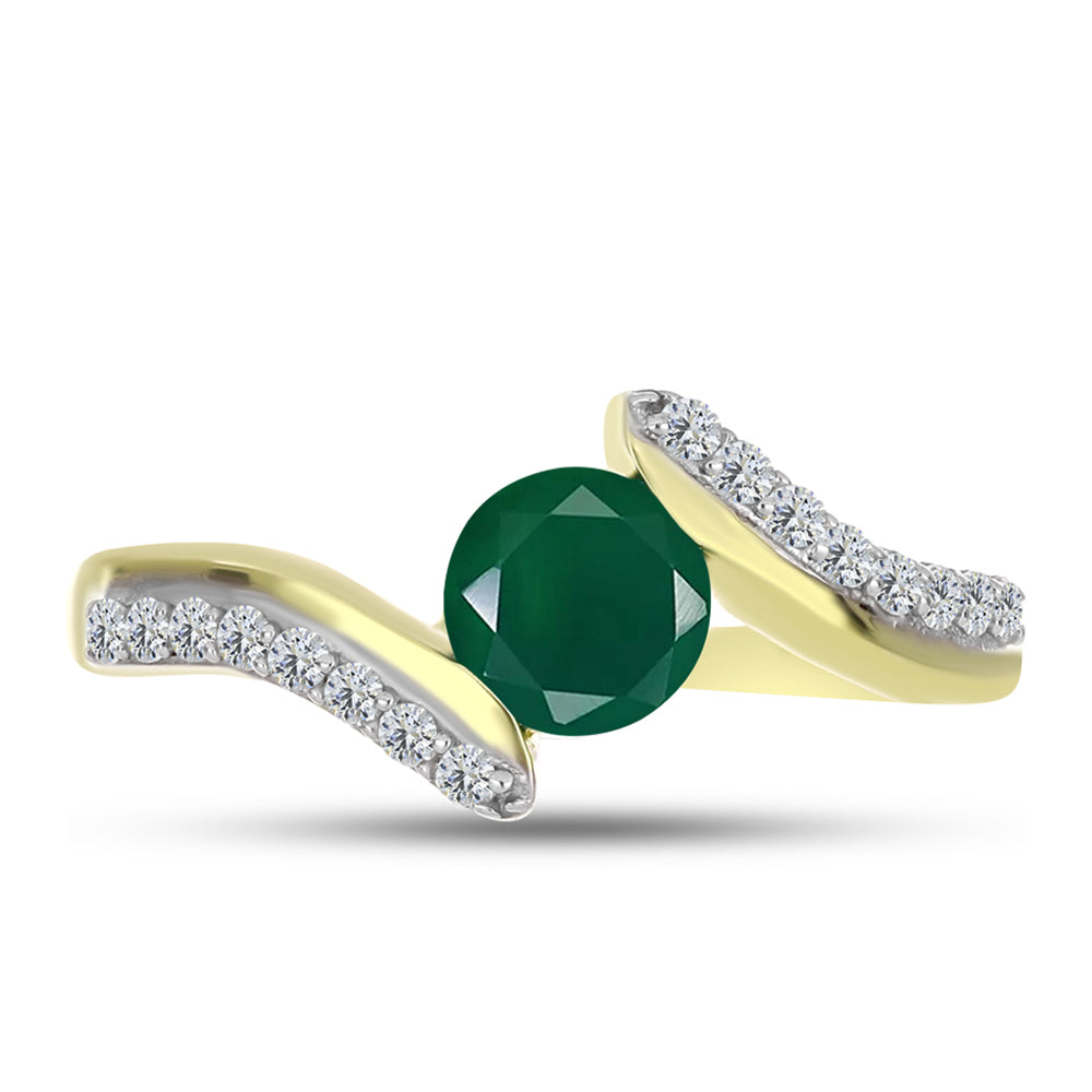 Inel din Argint 925 Placat cu Aur ( 2.63 grame ) cu Agat Verde și Topaz Alb 1.03 Carate 1 