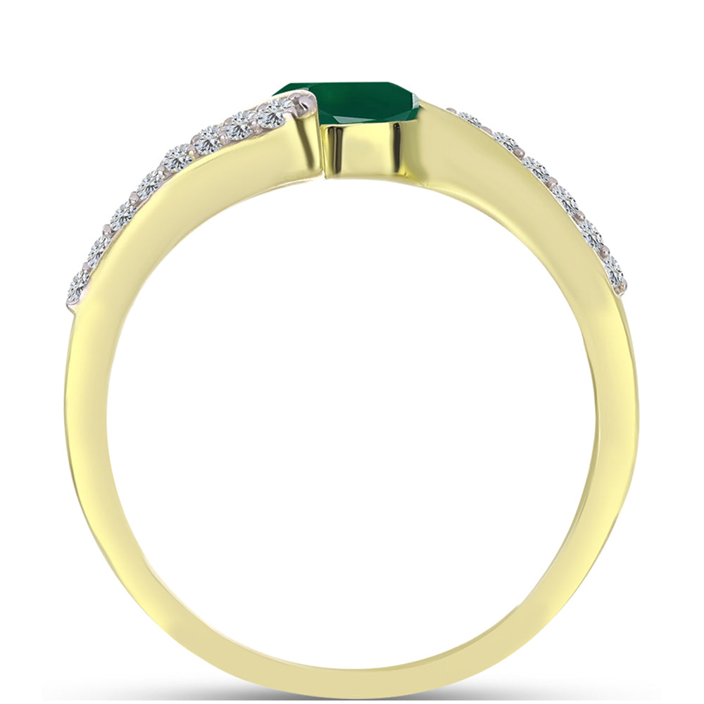 Inel din Argint 925 Placat cu Aur ( 2.63 grame ) cu Agat Verde și Topaz Alb 1.03 Carate